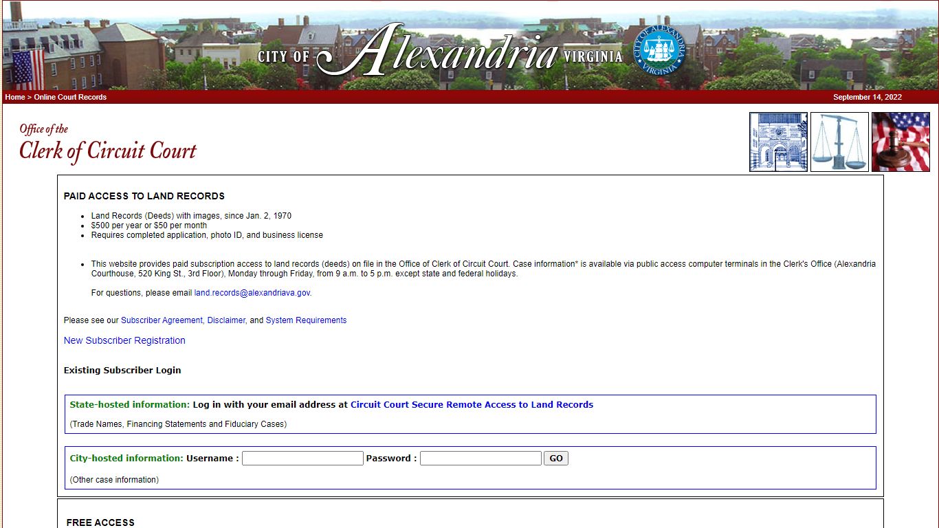 City of Alexandria, Virginia - Online Court Records